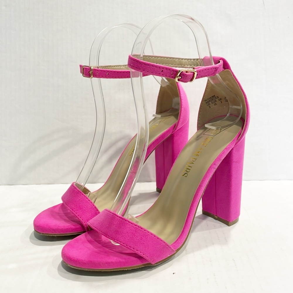DREAM PAIRS Women Shoes Sz‎ 5 Hi-Chunk High Heel Pump Pink Sandals Faux Suede
